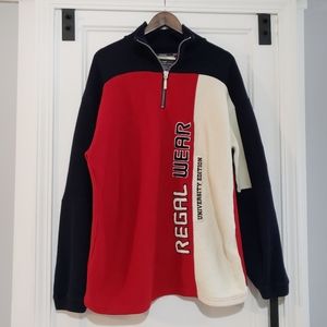 Vintage Regal Dean University 1/4 Zip Pullover Sweater Men XXL Color Block Shirt